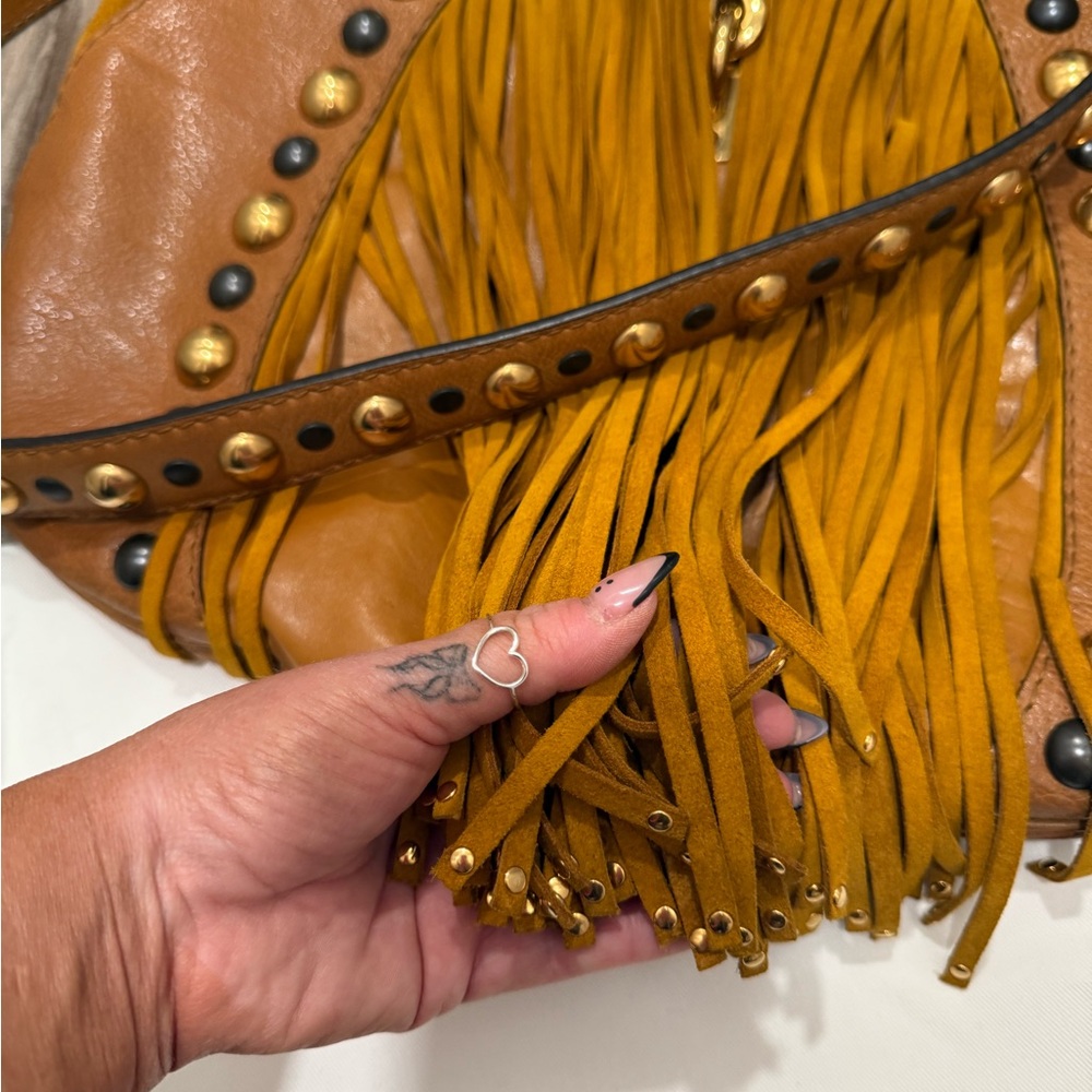 Gucci babouska studded Leather Fringe hobo 2 way bag guccisima vintage Y2K - Picture 4 of 15
